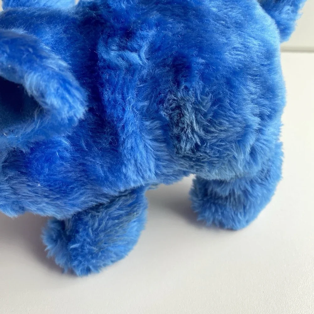 Vintage 1986 Iwaya Blue Animated Walking Pig Plush Toy Tested Works Wiggles Nose
